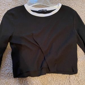 black crop top with white collar